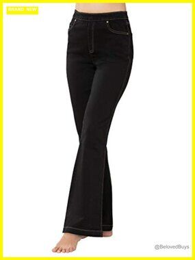 Women's High Waist Stretchy Pull-On Jeans Bootcut Palazzo Comfort